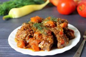 Stewed beef in a slow cooker