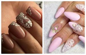 Patterns and lace on nails with a brush
