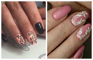 Monogram and floral designs on nails with a brush