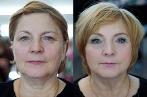 Age makeup for impending eyelids