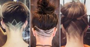 Girls have a shaved head with a pattern. Bob haircuts, long bob, long hairstyles 