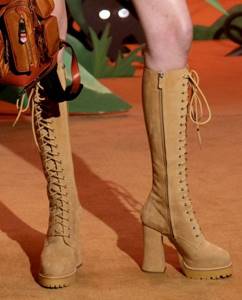 Moschino high beige lace-up boots