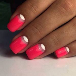 Bright pink moon manicure