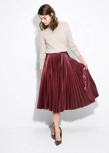 Burgundy pleated skirt