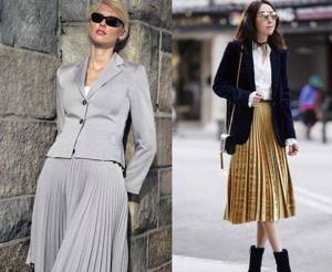 Pleated skirt with jacket
