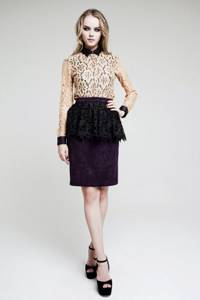 Skirt with lace peplum