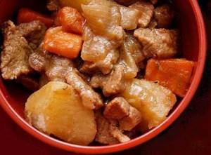 Homemade roast with meat in a slow cooker