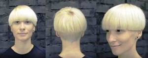 Women&#39;s cap haircut - view from all sides