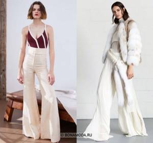 Женские брюки весна-лето 2021 - Белые расклешённые брюки