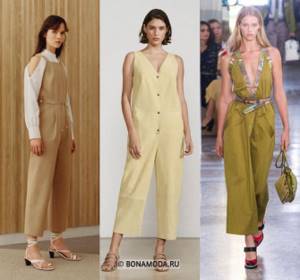 Women&#39;s jumpsuits spring-summer 2021 - Beige, yellow and khaki culottes jumpsuits