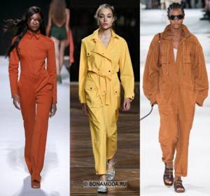 Women&#39;s jumpsuits spring-summer 2021 - Orange and yellow jumpsuits with long sleeves