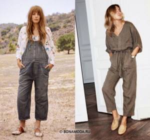 Women&#39;s overalls spring-summer 2021 - Gray and brown denim overalls