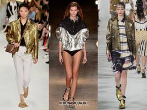Женские куртки весна-лето 2021 - Блестящие золотые куртки