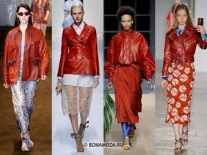 Женские куртки весна-лето 2021 - Красные кожаные куртки