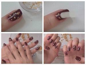 Gold manicure with foil: photo step by step